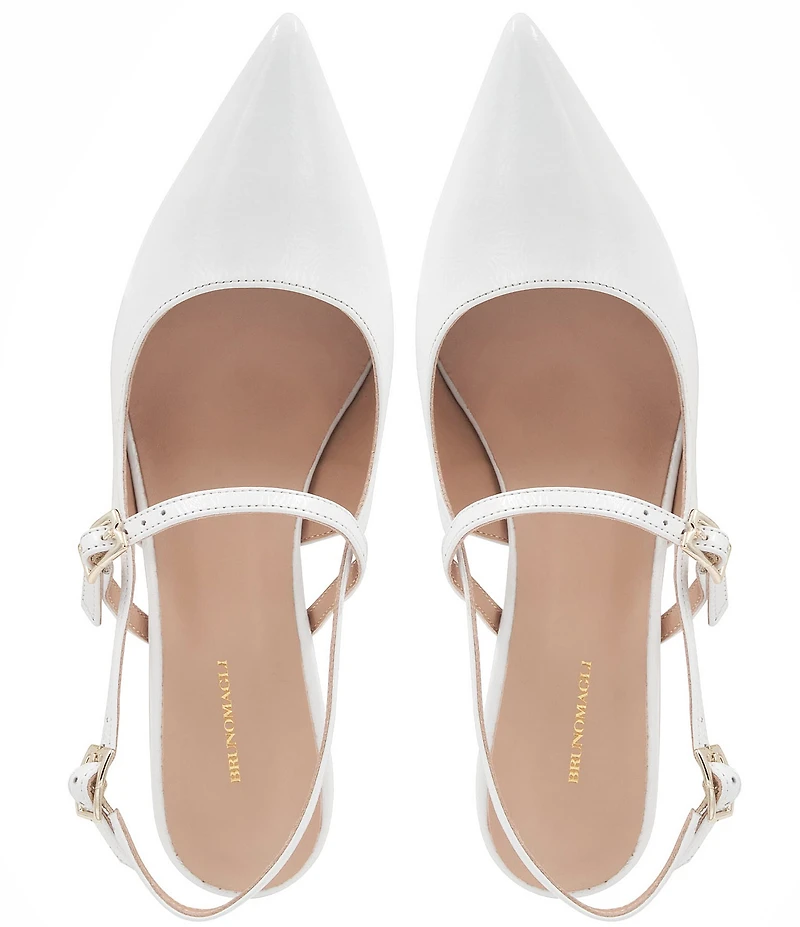 Bruno Magli Luciana Crinkle Patent Leather Slingback Mary Jane Pumps
