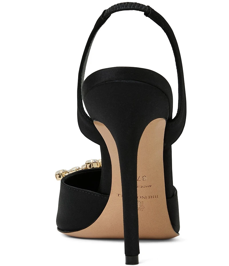 Bruno Magli Moda Satin Rhinestone Ornament Slingback Pumps