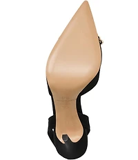 Bruno Magli Moda Satin Rhinestone Ornament Slingback Pumps