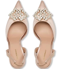 Bruno Magli Moda Satin Rhinestone Ornament Slingback Pumps