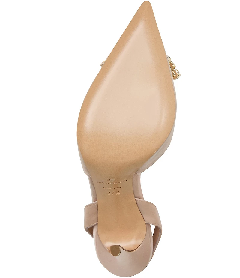 Bruno Magli Moda Satin Rhinestone Ornament Slingback Pumps