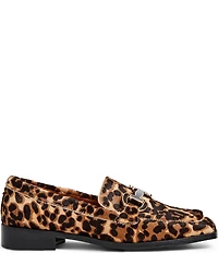 Bruno Magli Natalie Leopard Print Hair Calf Bit Buckle Loafers