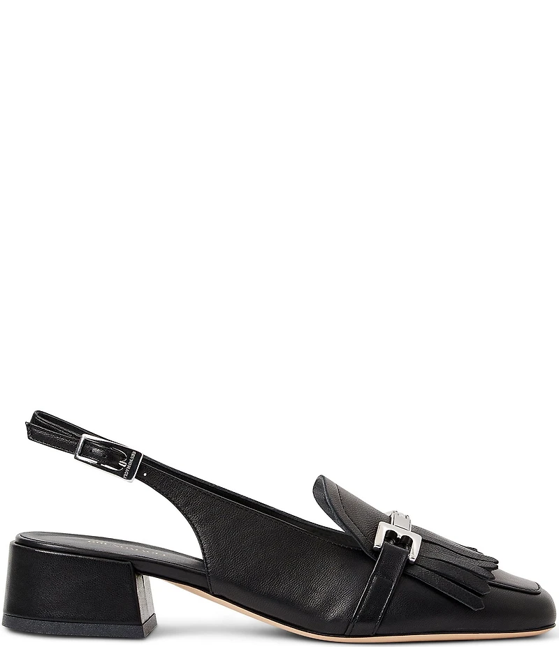 Bruno Magli Olive Leather Kiltie Bit Buckle Loafer Pumps