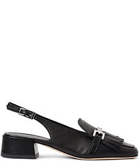 Bruno Magli Olive Leather Kiltie Bit Buckle Loafer Pumps