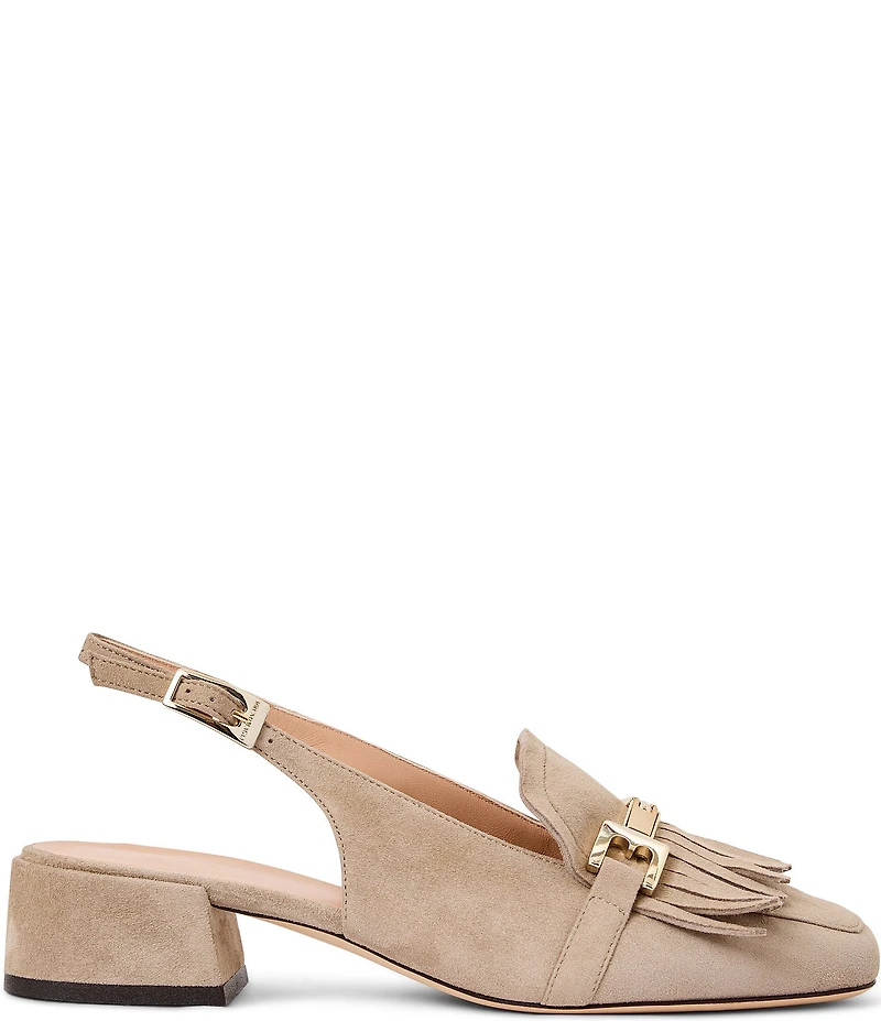 Bruno Magli Olive Suede Kiltie Bit Buckle Loafer Pumps