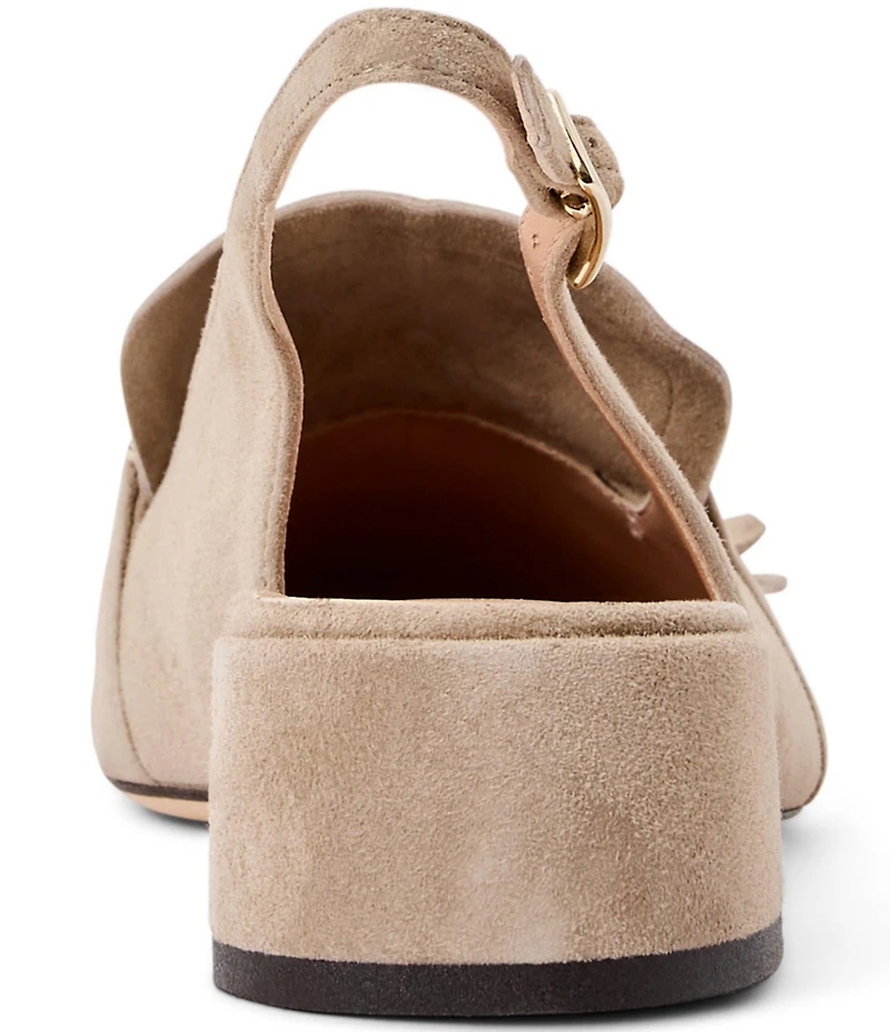 Bruno Magli Olive Suede Kiltie Bit Buckle Loafer Pumps