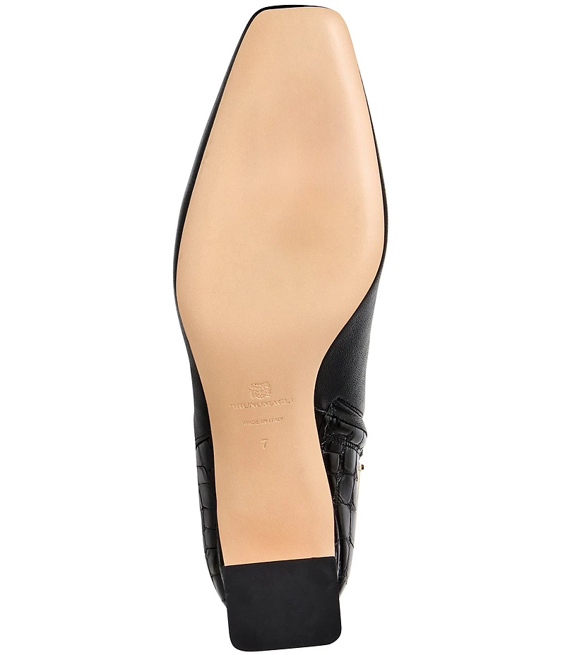 Bruno Magli Opal Croco Print Leather Buckle Hardware Booties