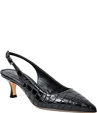 Bruno Magli Palerma Croco Print Leather Slingback Pumps