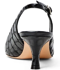 Bruno Magli Palerma Croco Print Leather Slingback Pumps