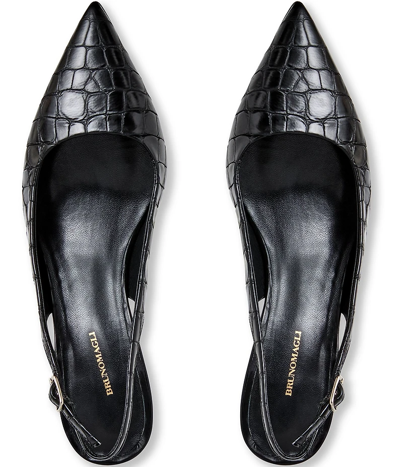 Bruno Magli Palerma Croco Print Leather Slingback Pumps