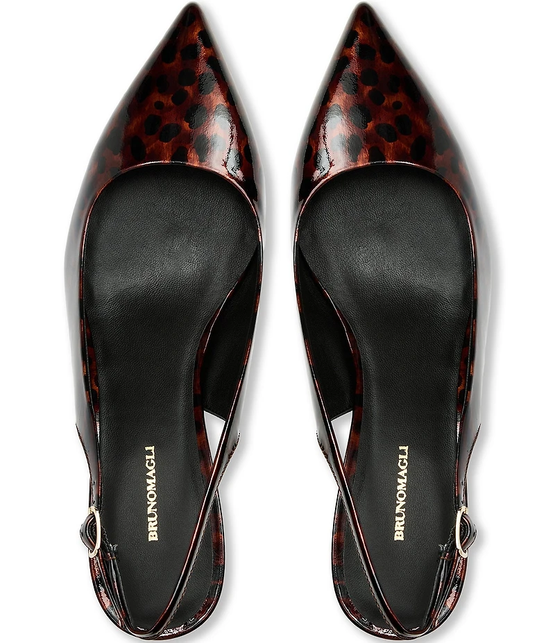 Bruno Magli Palerma Tortoise Print Patent Leather Slingback Pumps