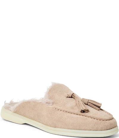 Bruno Magli Palmer Suede and Faux Fur Tassel Loafer Mules