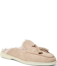 Bruno Magli Palmer Suede and Faux Fur Tassel Loafer Mules