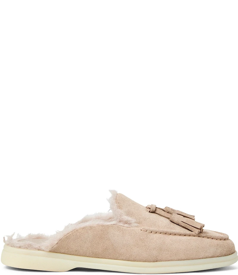Bruno Magli Palmer Suede and Faux Fur Tassel Loafer Mules