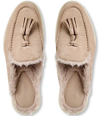 Bruno Magli Palmer Suede and Faux Fur Tassel Loafer Mules