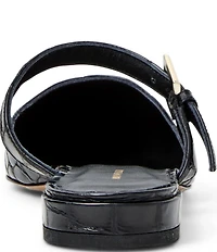 Bruno Magli Pasha Croco Print Leather Pointed Toe Buckle Mules