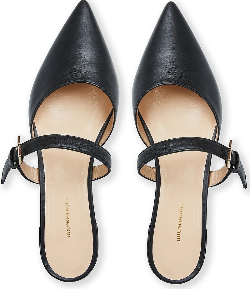 Bruno Magli Pasha Leather Buckle Strap Mules