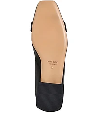 Bruno Magli Perla Leather Bit Buckle Square Toe Flats