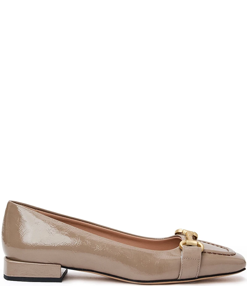 Bruno Magli Perla Patent Leather Bit Buckle Square Toe Flats