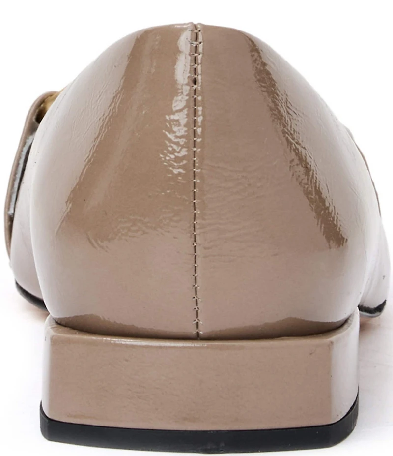 Bruno Magli Perla Patent Leather Bit Buckle Square Toe Flats