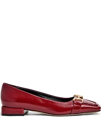 Bruno Magli Perla Patent Leather Bit Buckle Square Toe Flats