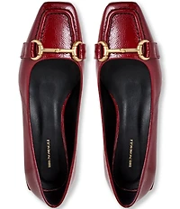 Bruno Magli Perla Patent Leather Bit Buckle Square Toe Flats