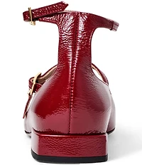 Bruno Magli Petra Crinkle Patent Ankle Strap Mary Jane Flats