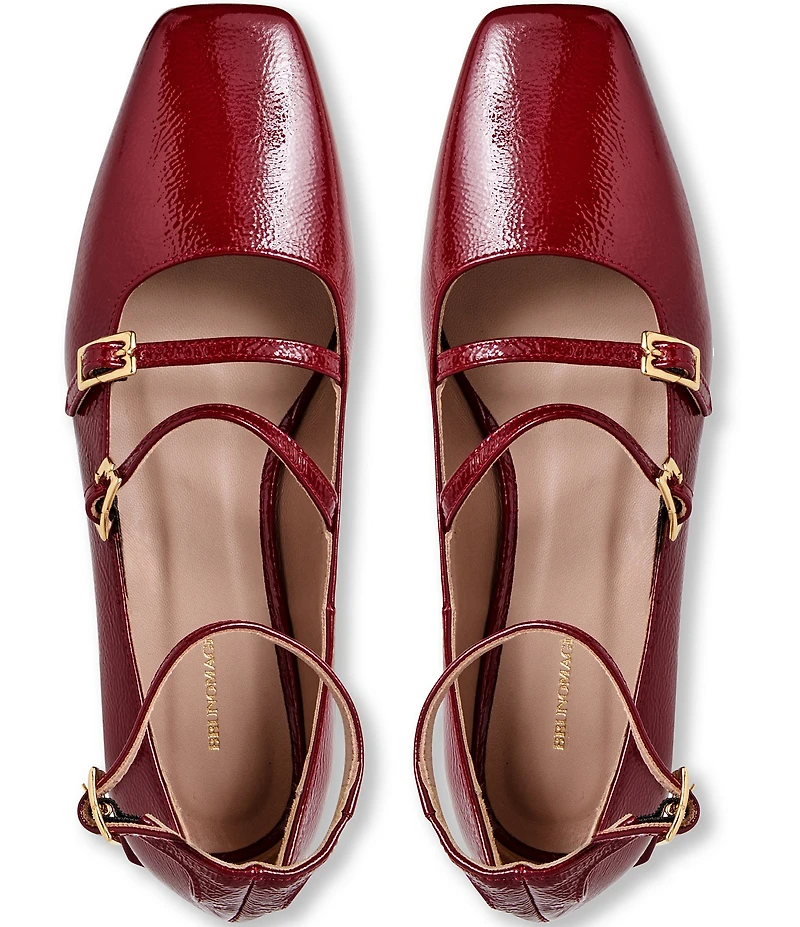 Bruno Magli Petra Crinkle Patent Ankle Strap Mary Jane Flats
