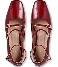 Bruno Magli Petra Crinkle Patent Ankle Strap Mary Jane Flats