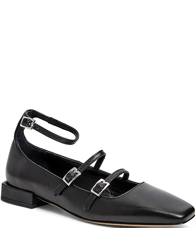 Bruno Magli Petra Leather Ankle Wrap Mary Jane Flats