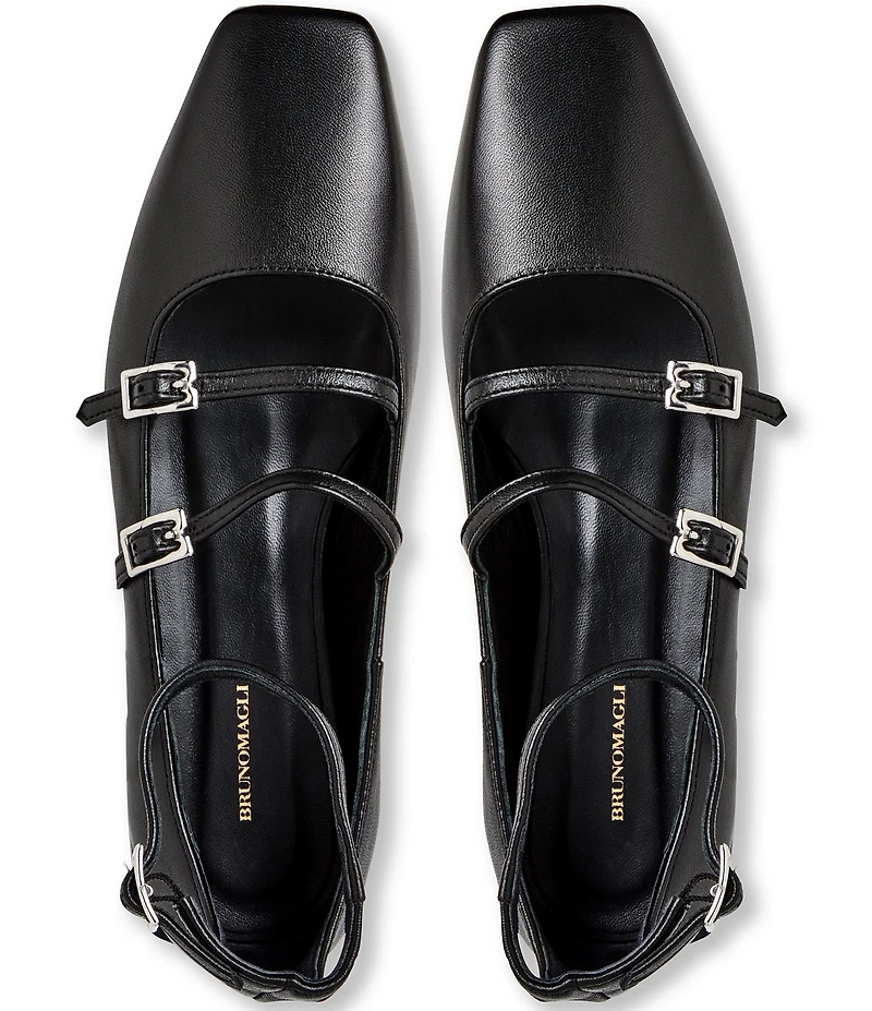Bruno Magli Petra Leather Ankle Wrap Mary Jane Flats