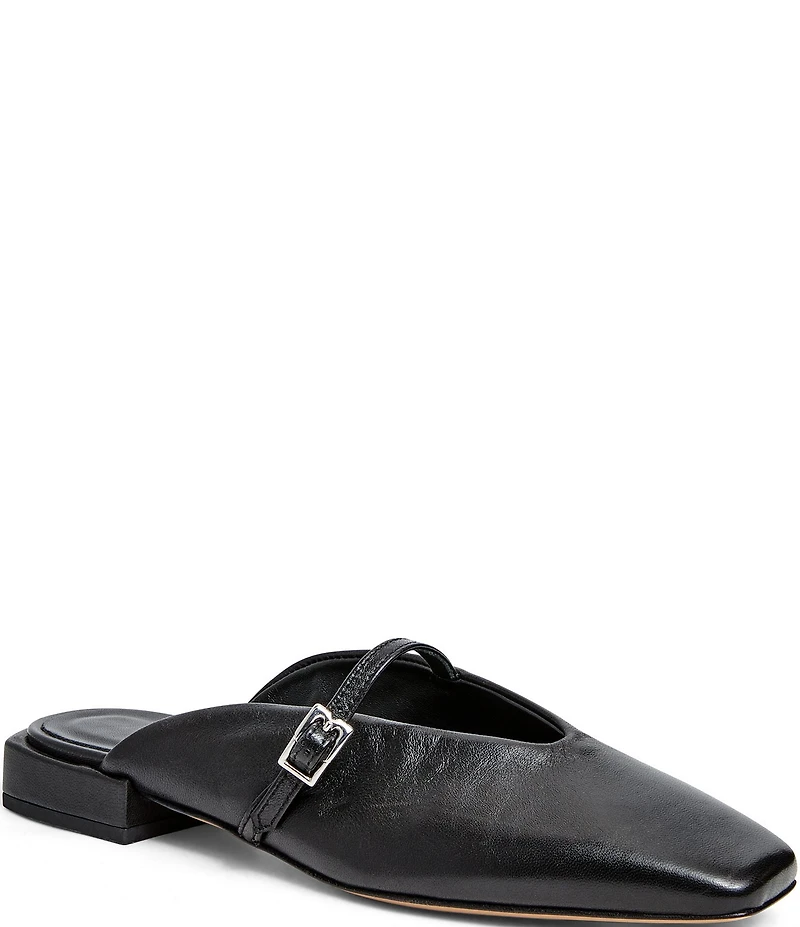Bruno Magli Pilar Leather Square Toe Mules