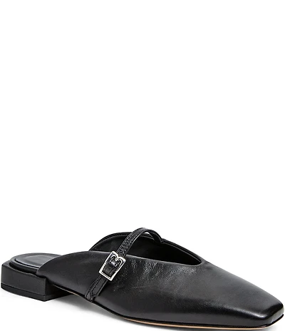 Bruno Magli Pilar Leather Square Toe Mules