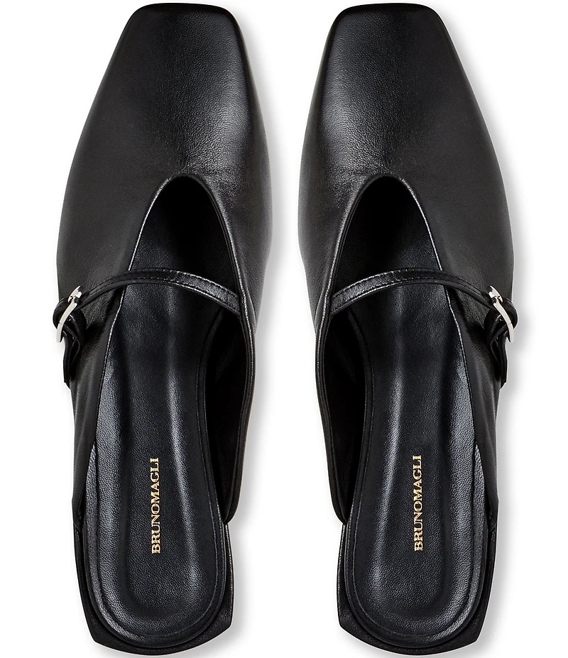 Bruno Magli Pilar Leather Square Toe Mules
