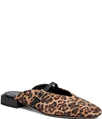Bruno Magli Pilar Leopard Print Suede Square Toe Mules