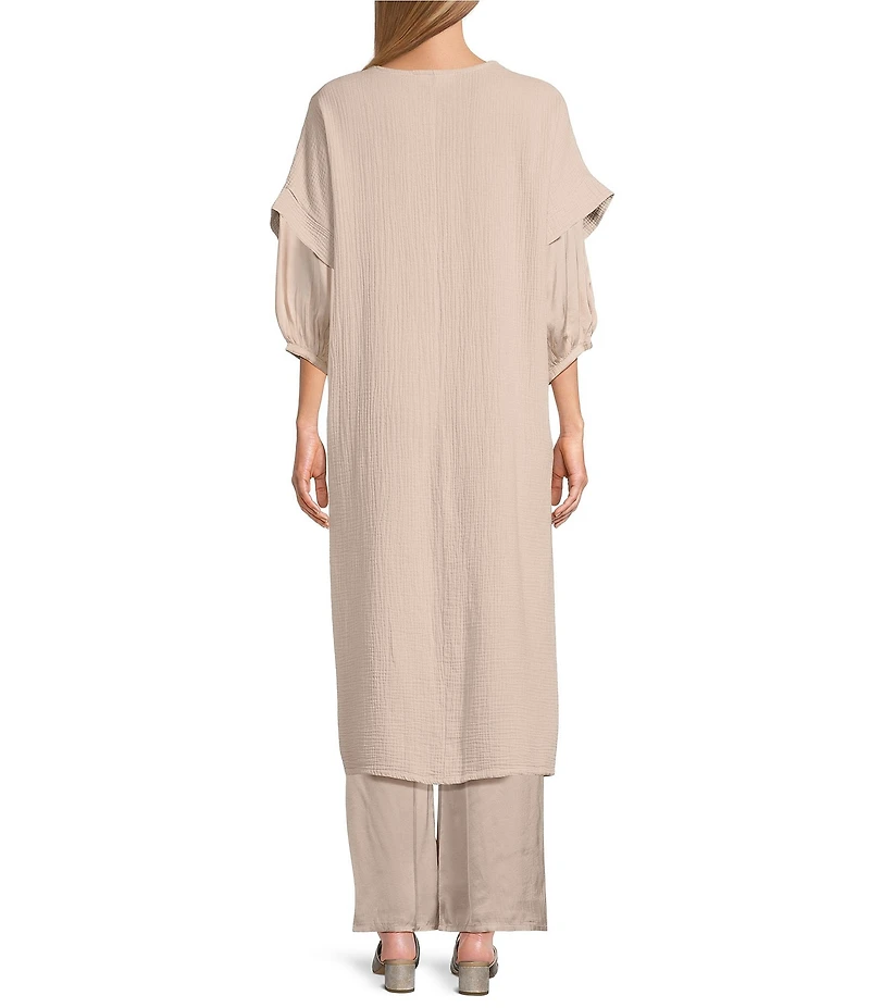 Bryn Walker Anju Cotton Gauze Open Front Short Sleeve Cardigan