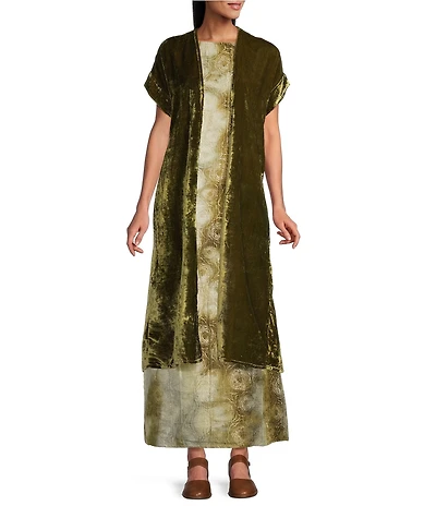 Bryn Walker Anju Maltinto Velvet Open Front Short Sleeve Cardigan