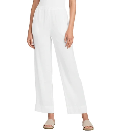 Bryn Walker Anka Light Linen Elastic Waist Straight Leg Pants