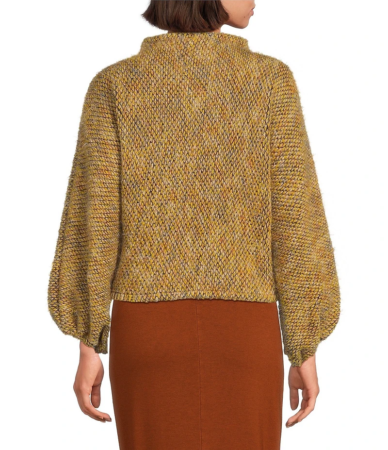 Bryn Walker Anna Virgin Wool Blend Knit Crew Neck Long Gathered Cuff Sleeve Sweater