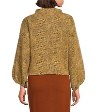 Bryn Walker Anna Virgin Wool Blend Knit Crew Neck Long Gathered Cuff Sleeve Sweater