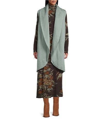 Bryn Walker Bamboo Blend Fleece Shawl Collar Sleeveless Vest