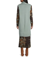 Bryn Walker Bamboo Blend Fleece Shawl Collar Sleeveless Vest