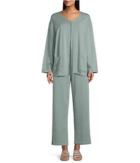 Bryn Walker Bamboo Blend French Terry Elastic Waist Travel Pants