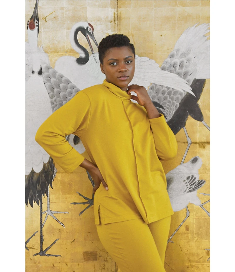 Bryn Walker Bamboo French Terry Relaxed Turtleneck Long Sleeve Couch Shirt