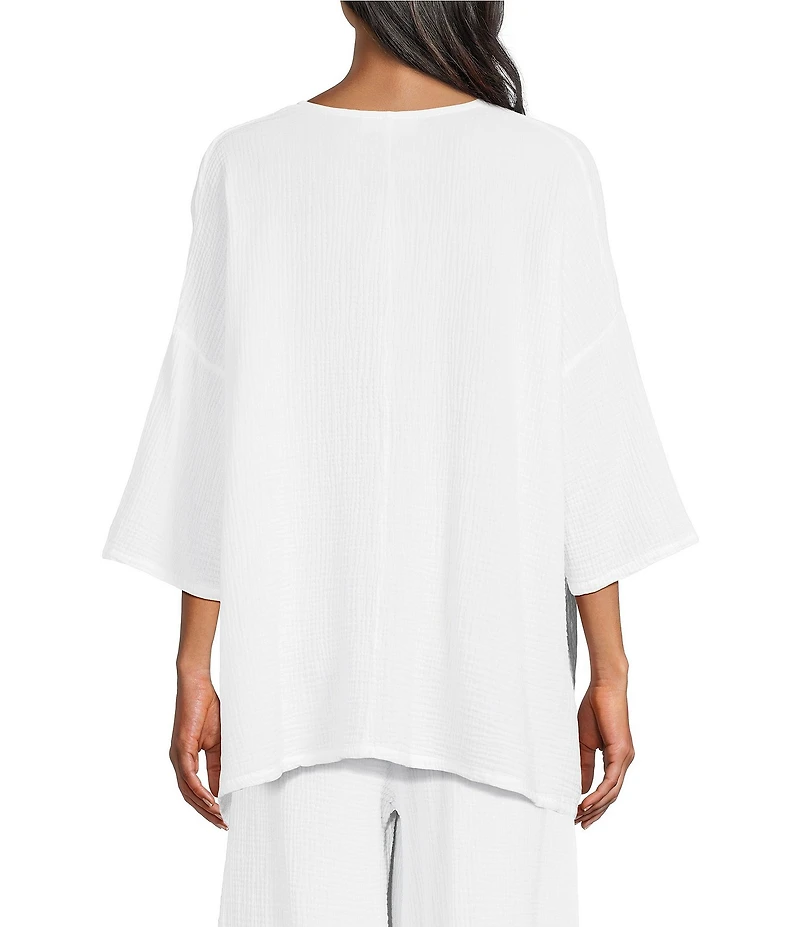 Bryn Walker Bax Cotton Gauze V-Neck Elbow Sleeve Shirt