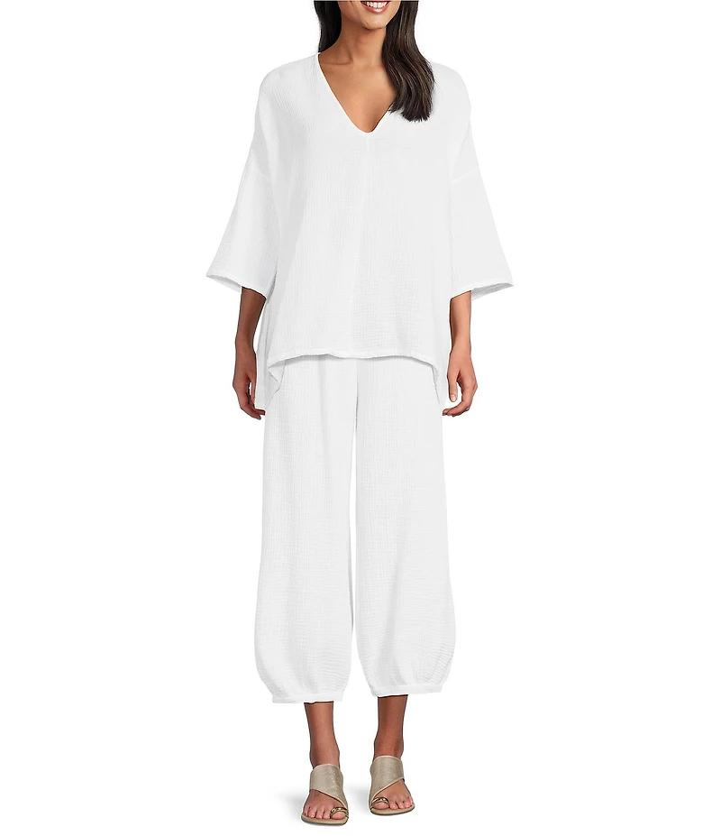 Bryn Walker Bax Cotton Gauze V-Neck Elbow Sleeve Shirt