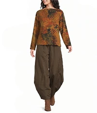 Bryn Walker Belen Encanto Print Drape Collar Long Sleeve Shirt
