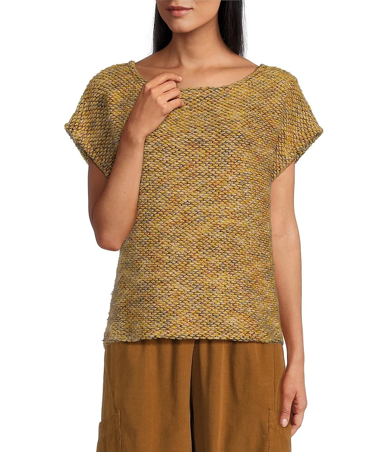 Bryn Walker Bess Virgin Wool Blend Knit Round Neck Cap Sleeve Sweater