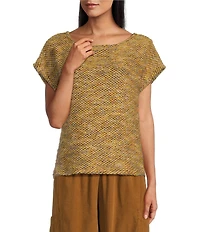 Bryn Walker Bess Virgin Wool Blend Knit Round Neck Cap Sleeve Sweater