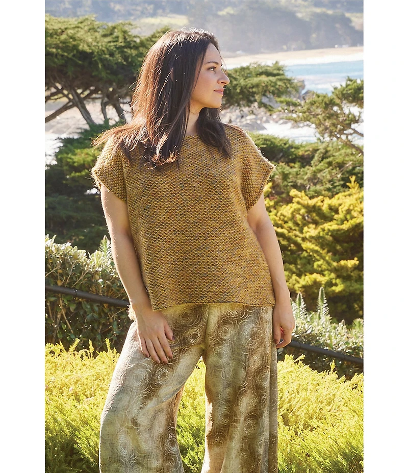 Bryn Walker Bess Virgin Wool Blend Knit Round Neck Cap Sleeve Sweater